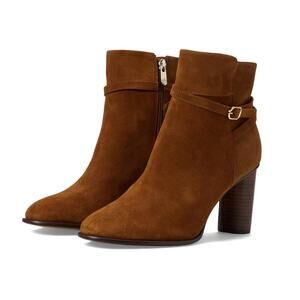 NEW Draper James Tegan Cognac Brown Suede Leather Zip Up Booties